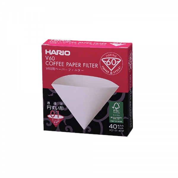 Filtry papierowe do dripa V60 01 Białe - 40 szt. - Etno Cafe